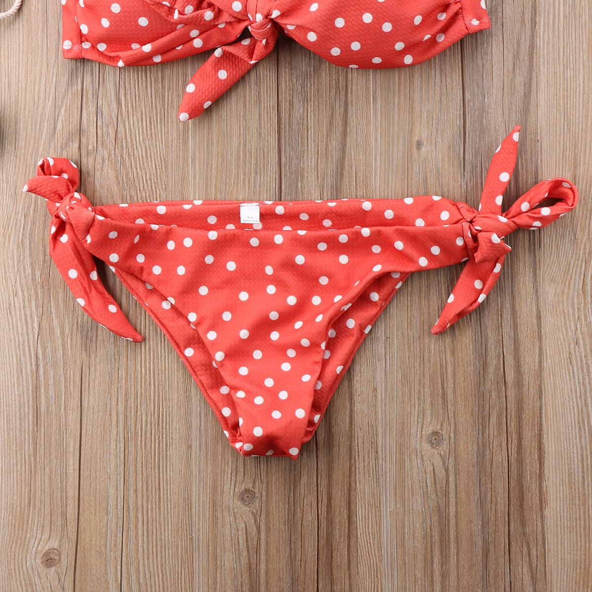 "Sunfish – Polka Dot Bow Bandeau Bikini Set"