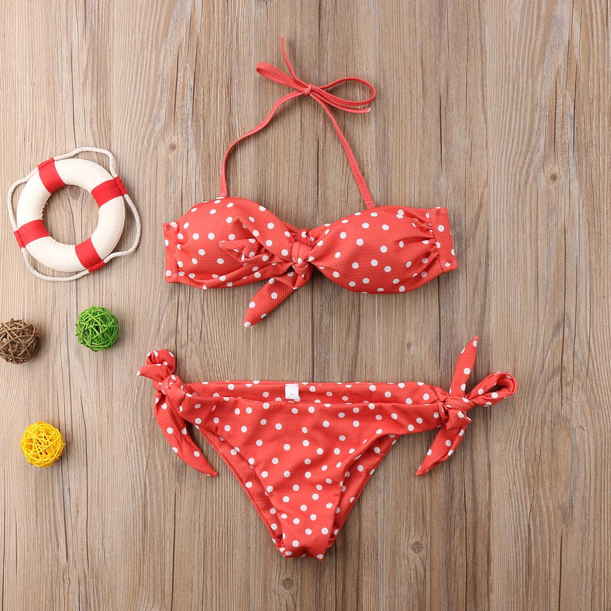 "Sunfish – Polka Dot Bow Bandeau Bikini Set"