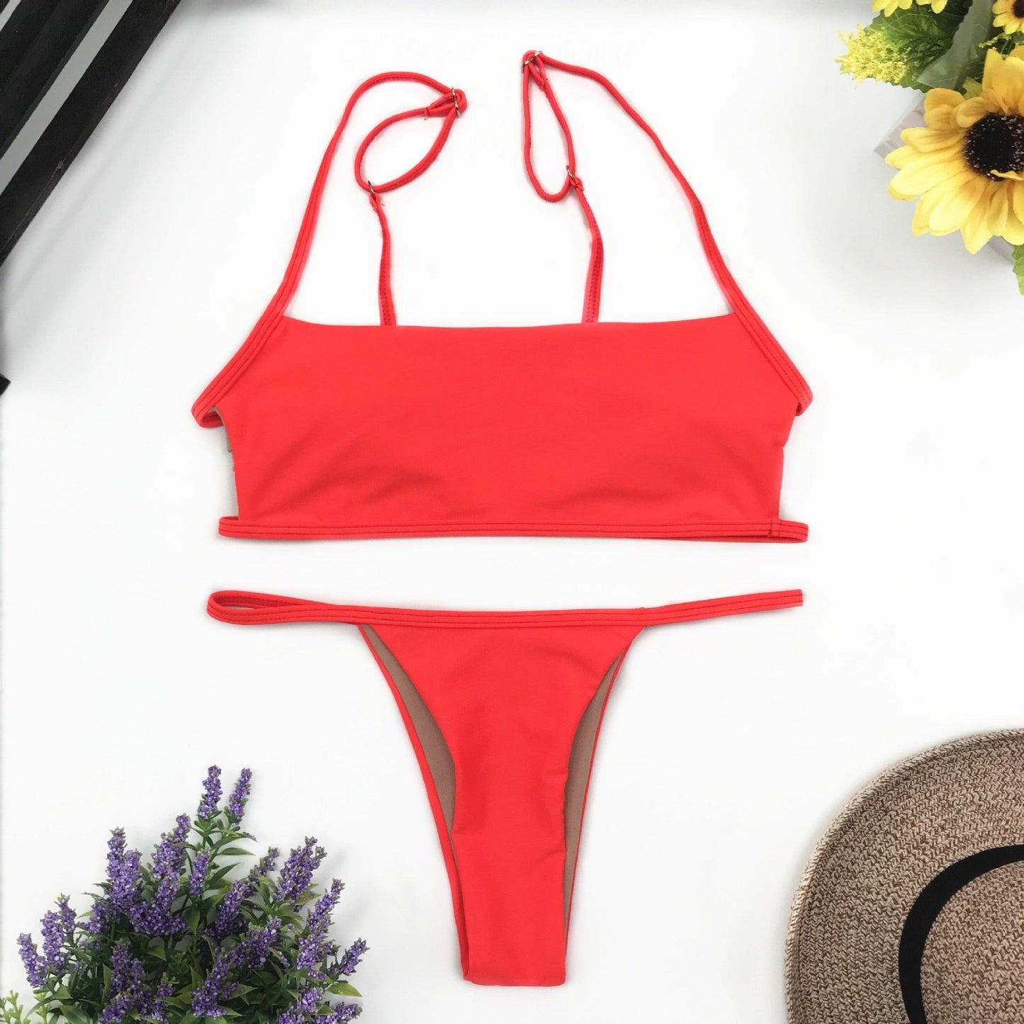 "Bare Tide – Spaghetti Strap Cheeky Bandeau Bikini Set"