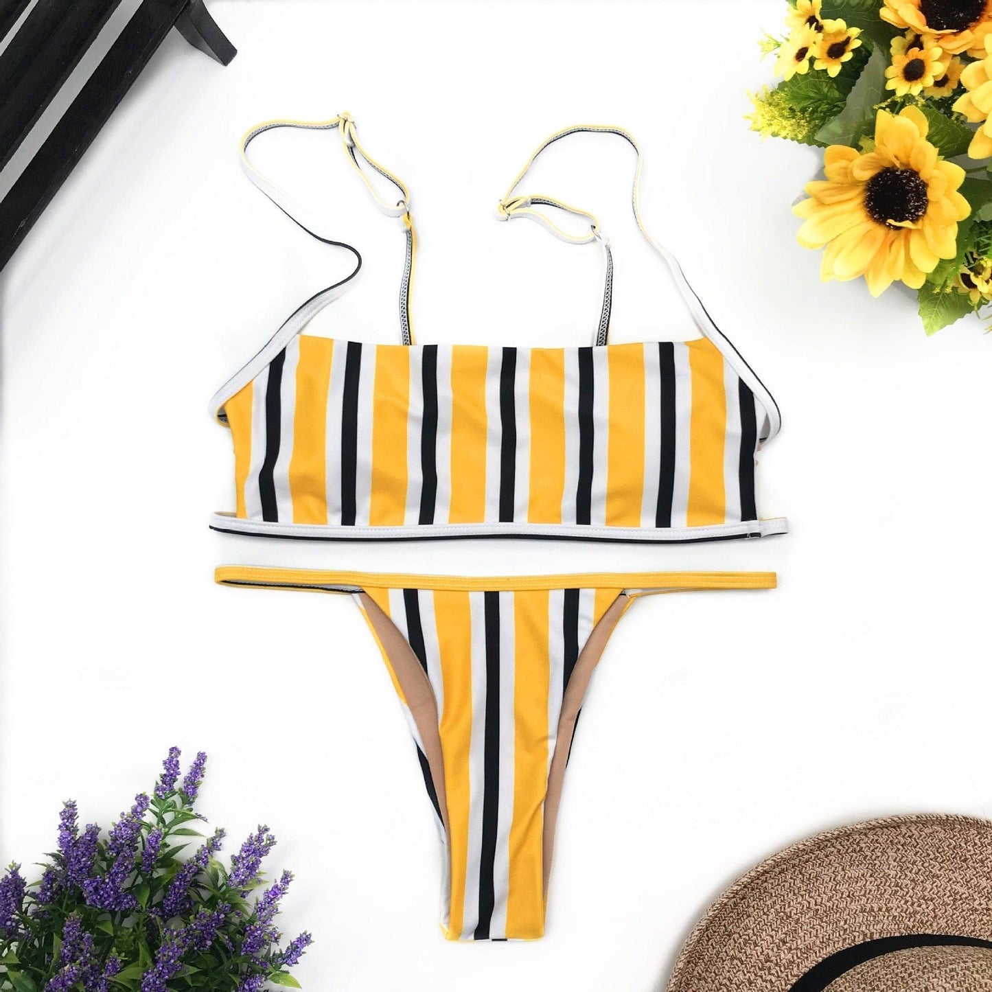 "Bare Tide – Spaghetti Strap Cheeky Bandeau Bikini Set"