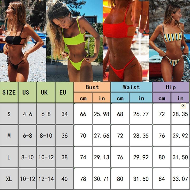 "Bare Tide – Spaghetti Strap Cheeky Bandeau Bikini Set"