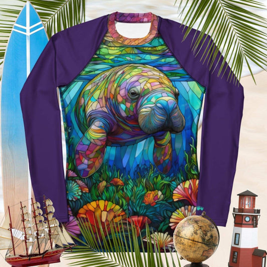 Manatee Stained Glass Art | Women's Rash Guard