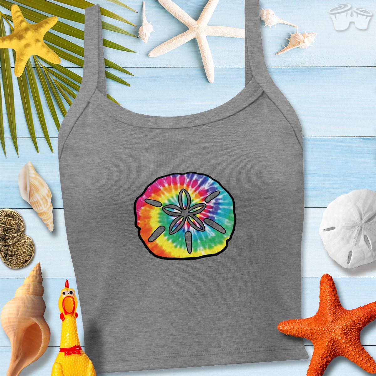 Women’s micro-rib tank top | Sand Dollar Beach Print
