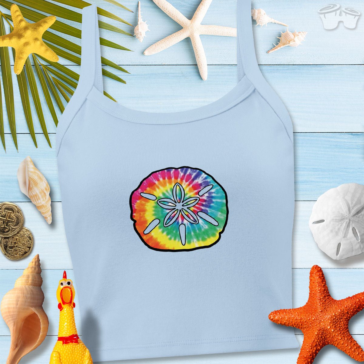 Women’s micro-rib tank top | Sand Dollar Beach Print