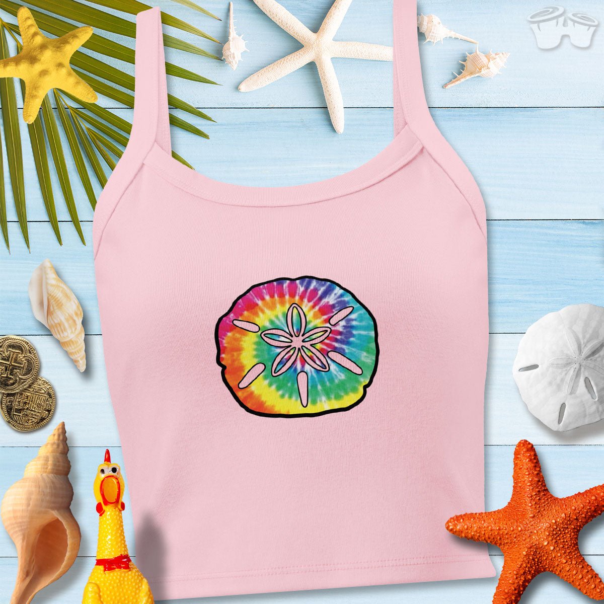 Women’s micro-rib tank top | Sand Dollar Beach Print
